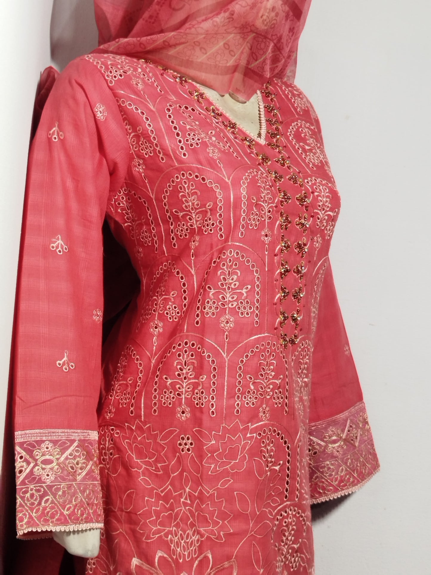 Summer Luxury 3PC β Hand-Embellished Cotton with Pearl Detail