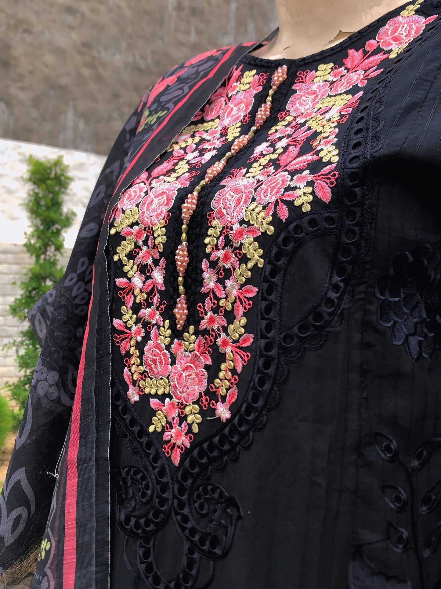 Lavender Mirror Embroidered Cotton Suit – 3PC